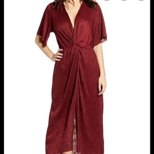 All In Favor Dolman Plissé Midi Dress